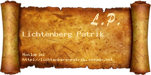 Lichtenberg Patrik névjegykártya